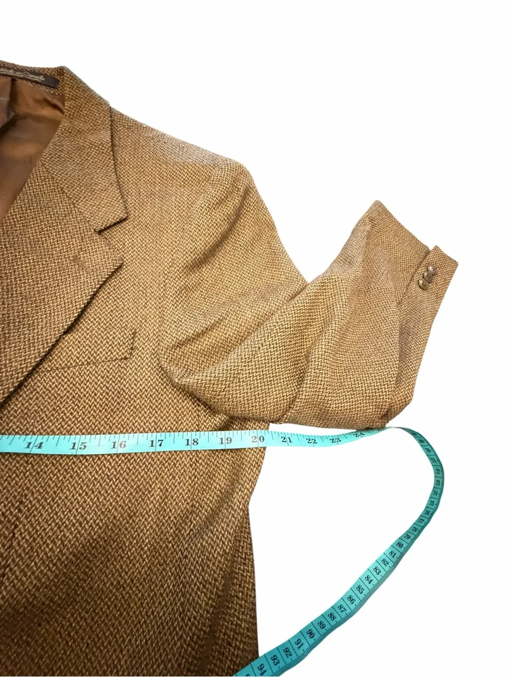 Kasper Virgin Wool Blazer Jacket Brown Herringbone Tweed Vintage Sport Coat 38S